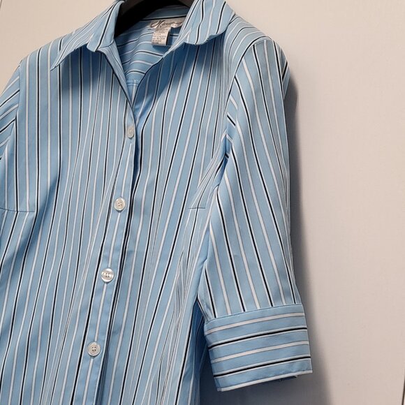 Vintage Dressbarn Shirt Button Up Womens 18/20W Plus 3/4 Sleeve Striped Blouse - Picture 6 of 14